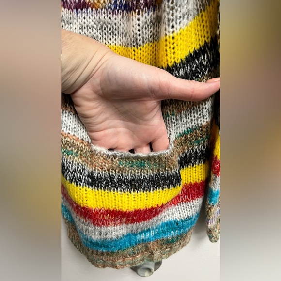 MISSLOOK Womens Colorful Striped Knit Open Cardigan Sz. M - Picture 3 of 7